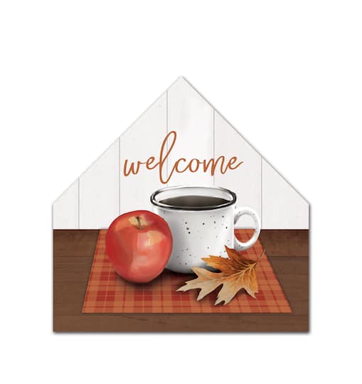 Welcome Mug House Shaped Canvas Wall Accent